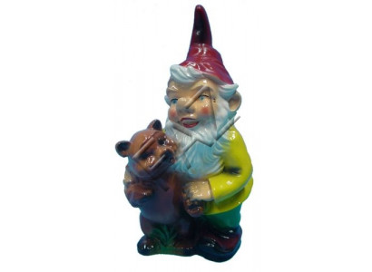 Design Zwerg mat Teddybär Figur Gaart Statu Skulptur Figuren Skulpturen Nei
