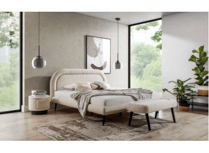 Schlofkummer Set Wäiss Bett Elegant 2x Nuetsdëscher Luxus Holz Modern 3tlg.