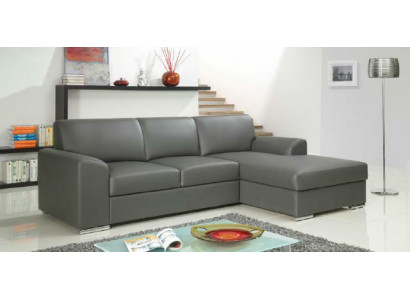 Innovatioun am Wunnzëmmer Ecksofaen mat Stoffpolsterung an auszéierbarer Schloffonktion.