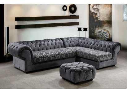 Klassesch Chesterfield Stoff L-Form Canapé Wunnlandschaft Eckssofa Garnitur