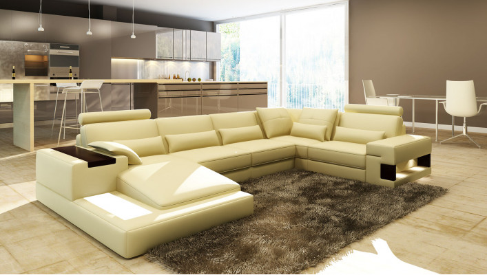 Moderne Designer Ecksofa U-Form Wunnlandschaft Couche Sofaen Polster.