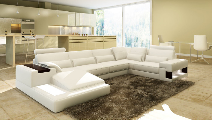Moderne Designer Ecksofa U-Form Wunnlandschaft Couche Sofaen Polster.