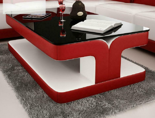 Sofadësch Design Wunnzëmmer Lieder Kaffi Glas Couch Polster Bäistell.