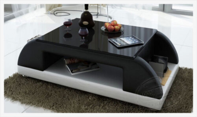 Modern Couch Polster Lieder Dësch Wunnzëmmer Niewendëscher Glas Dëscher