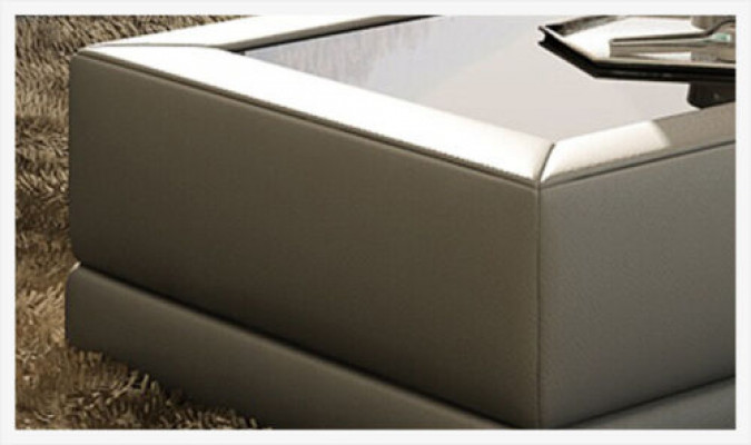 Soffa Dësch Glas Design Kaffisdësch Wunnzëmmer Léier Couche Dekor Bäistelltisch