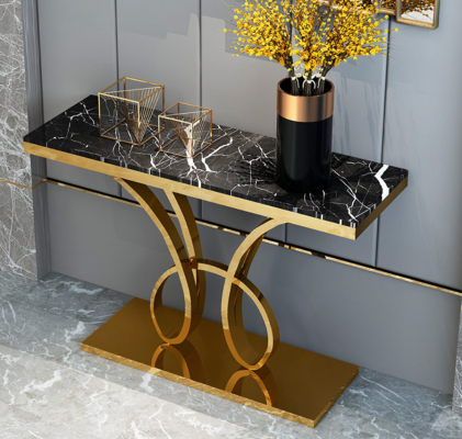 Moderne Konsolendësch Designer Gold Handgemaach Edelstol 120x40cm