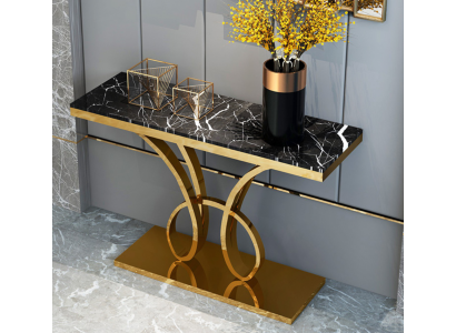 Moderne Konsolendësch Designer Gold Handgemaach Edelstol 120x40cm