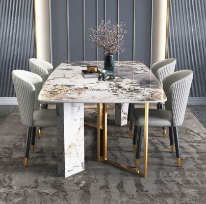 Luxus modernen Marmer Stil Iessdësch Miwwelen Dëscher Iesszëmmer Design Kichen