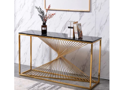 Designer Luxus Konsolendësch Konsolendëscher Holz Metall Design Gold