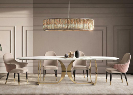 Edelstol Iessdësch Iesszëmmer Wunnzëmmer Modern Kichen Dëscher Design Metall