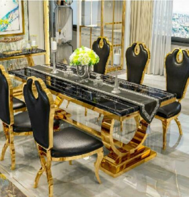 Edelstol Iessdësch Iesszëmmer Modern Kichen Design Dësch Metall