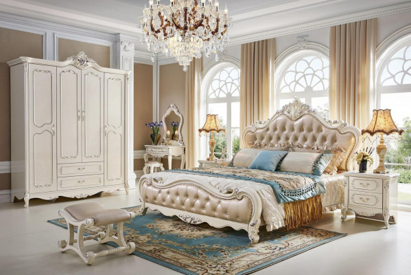 Bett Schlofzëmmer Set Luxus Barock Rokoko Better 2x Nuetsdësch 3-Stéck Design Neit