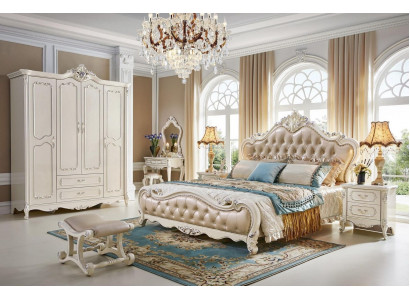Bett Schlofzëmmer Set Luxus Barock Rokoko Better 2x Nuetsdësch 3-Stéck Design Neit