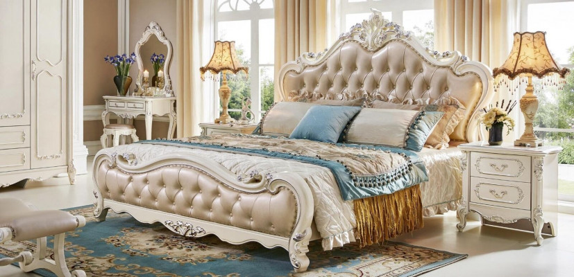 Bett Schlofzëmmer Set Luxus Barock Rokoko Better 2x Nuetsdësch 3-Stéck Design Neit