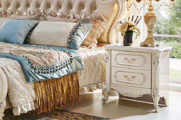 Bett Schlofzëmmer Set Luxus Barock Rokoko Better 2x Nuetsdësch 3-Stéck Design Neit