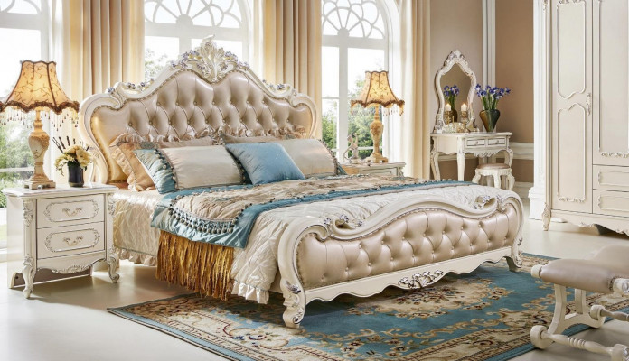 Bett Schlofzëmmer Set Luxus Barock Rokoko Better 2x Nuetsdësch 3-Stéck Design Neit