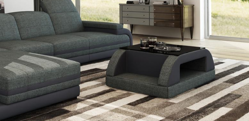 Modernt Designer-Dësch Couchtisch Glastisch Bäistell-Sofa Dëscher Wunnzëmmer