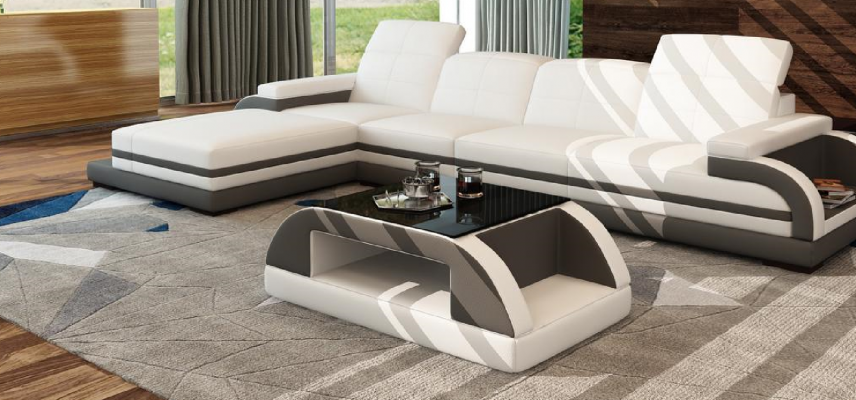 Modernt Designer-Dësch Couchtisch Glastisch Bäistell-Sofa Dëscher Wunnzëmmer