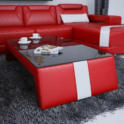 Moderne Wunnzëmmert Couchtisch Dësch Bäistell Glas Polster Lieder Dëscher