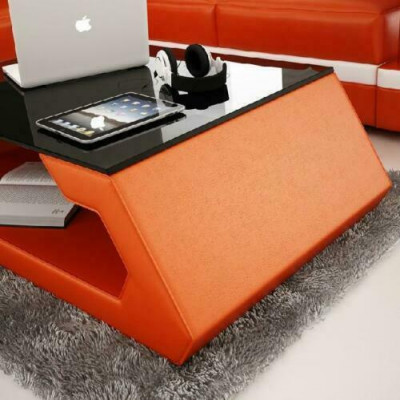 Sofadësch Design Wunnzëmmer Glas Lieder Canapé Sofadësch Bäisteel Kaffi