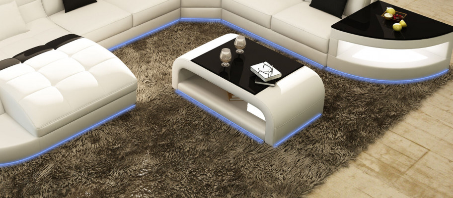 Design Couchtisch Glastisch Dëscher Polster Dësch Wunnzëmmer Miwwelen Niewendësch