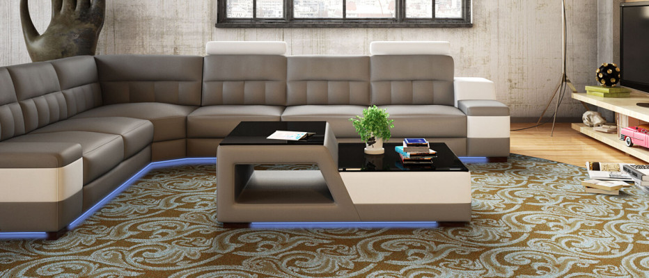 Modernen Designer Glastisch Säitentisch Sofa Dësch Wunnzëmmer Couchtisch Dësch