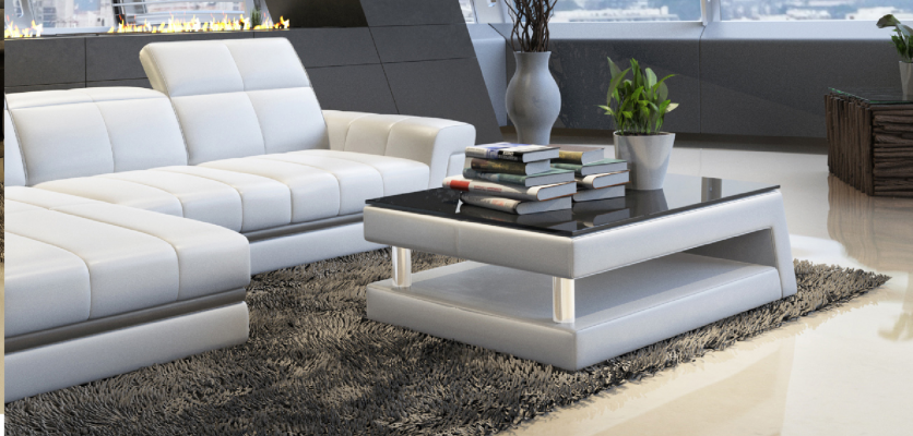 Modernt Designer Glasdësch Niewendësch Sofa Dëscher Wunnzëmmer Dësch Couchtësch