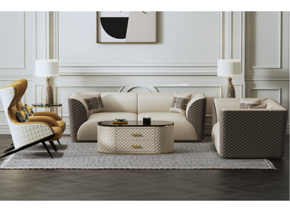 Garnitur 3+2 Sëtzer Couchtisch Bäistelltisch Wunnlandschaft Canapé Couch 3 Deeler