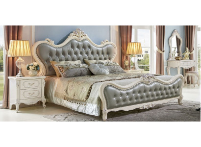 Bett Design Nuetsdësch 3-Deeler Schlofzëmmer Set Modern Luxus Lieder Massivholz