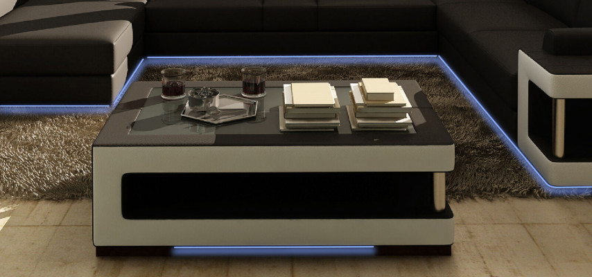 Luxus Glastisch Wunnzëmmer Niewentisch Designer Dëscher Glas Lieder