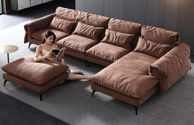 Luxus modern Ecke-Set am L-Form Canapé Polsterung Wunnzëmmer Wunnlandschaft