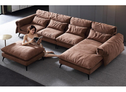 Luxus modern Ecke-Set am L-Form Canapé Polsterung Wunnzëmmer Wunnlandschaft