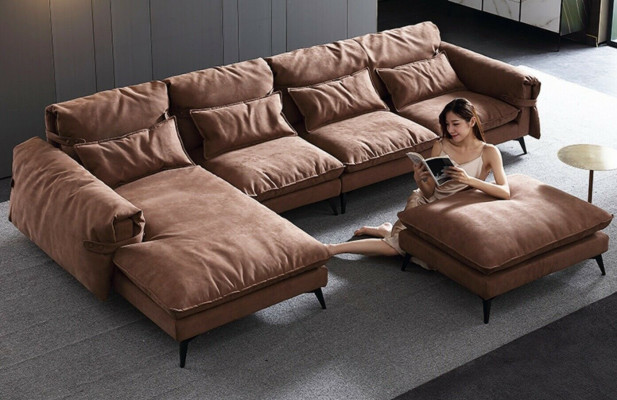 Luxus modern Ecke-Set am L-Form Canapé Polsterung Wunnzëmmer Wunnlandschaft