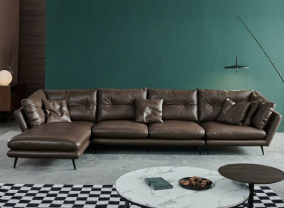 Ledersofa Canapé Wunnlanschaft Eckdesign Modern Sofa Ecksofa L-Form