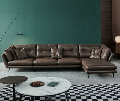 Ledersofa Canapé Wunnlanschaft Eckdesign Modern Sofa Ecksofa L-Form