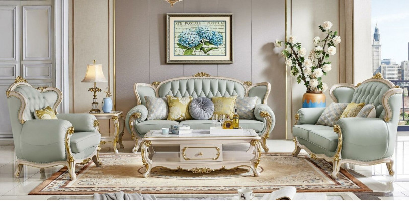 Designer Sofagarnitur 3 2 1 Sëtzungen Sofa Canapé Lieder Garnitur Polster Massivholz