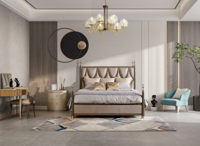 Bett Nuetsdësch Schminktisch 4 tlg. Schlofkummer Set Design Modern Massivholz