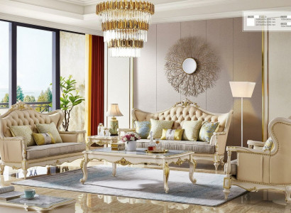 Sofagarnitur 3+2+1 Sëtzer Set Design Sofa Polster Couches Canapé 3 tlg. Massivholz