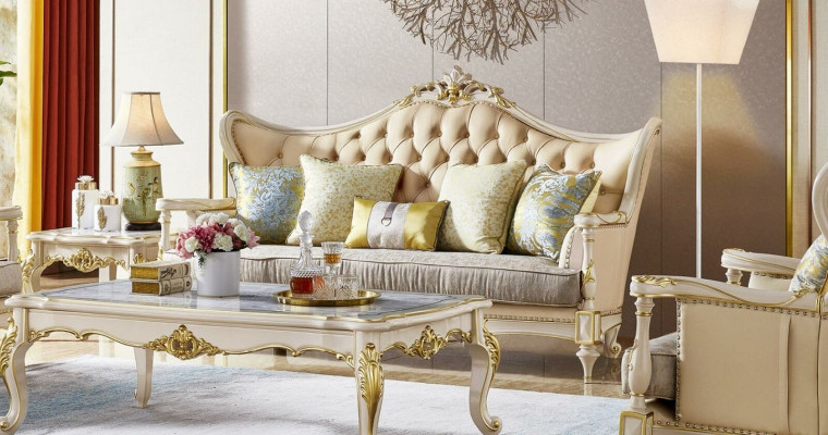 Sofagarnitur 3+2+1 Sëtzer Set Design Sofa Polster Couches Canapé 3 tlg. Massivholz
