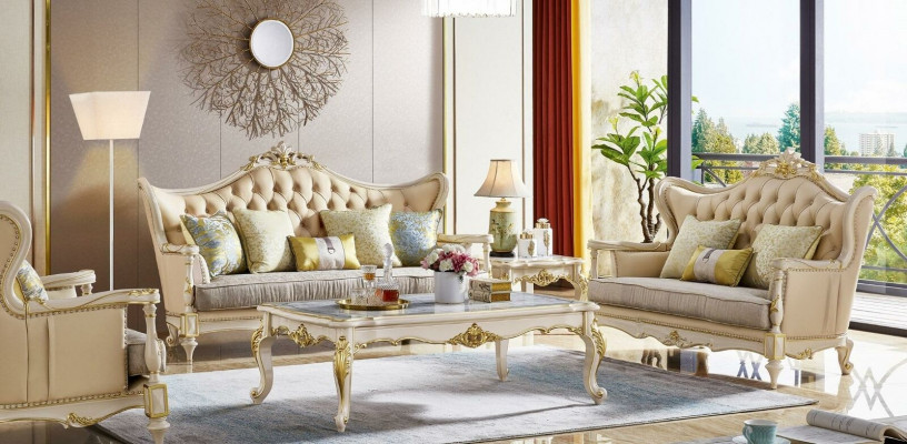 Sofagarnitur 3+2+1 Sëtzer Set Design Sofa Polster Couches Canapé 3 tlg. Massivholz