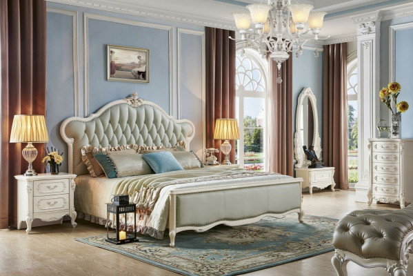 Elegante Chesterfield-Bett klassesche Stil mat passenden Nuetsdëscher