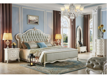 Elegante Chesterfield-Bett klassesche Stil mat passenden Nuetsdëscher
