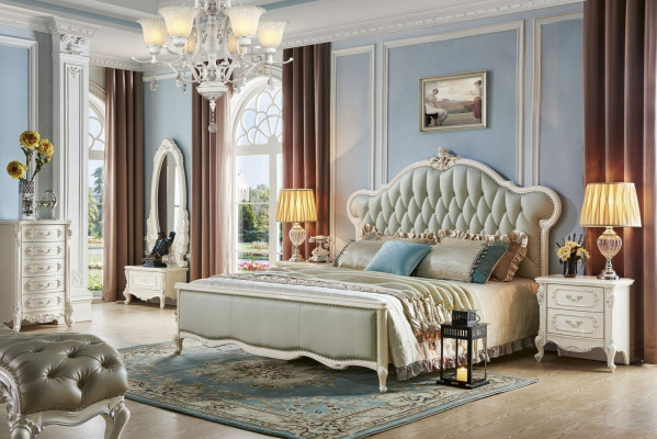 Elegante Chesterfield-Bett klassesche Stil mat passenden Nuetsdëscher