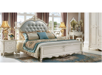 Luxus Bett Modern 2x Nuetsdësch 3 tlg. Schlofkummer Set Barock Massivholz