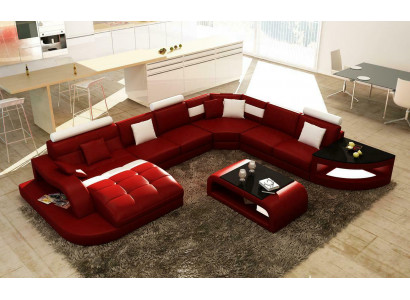 Luxus Designer Ecksofa Ledersofa Canapé Polstersëtzung Wunnlandschaft Lieder