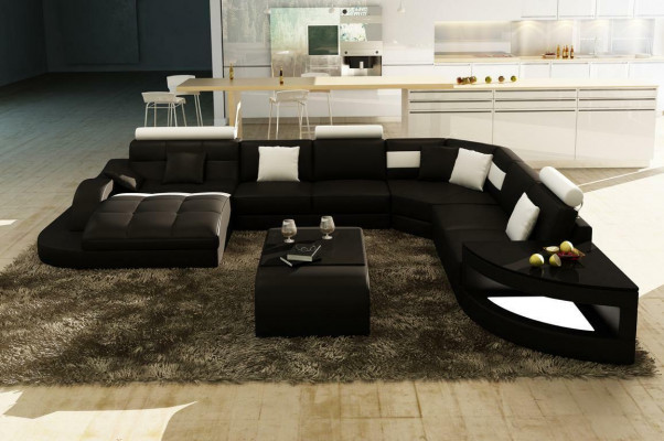 Luxus Designer Ecksofa Ledersofa Canapé Polstersëtzung Wunnlandschaft Lieder