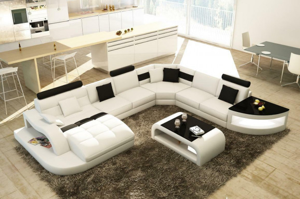 Luxus Designer Ecksofa Ledersofa Canapé Polstersëtzung Wunnlandschaft Lieder