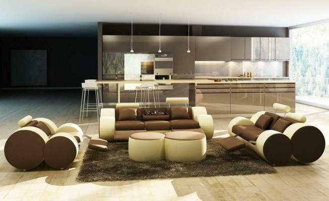 Modern Wunnzëmmer Couch Sëtz Polster Garnitur Sofas 3+2+1 Design