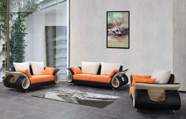 Modern Living Zëmmer Canapé Polster Sëtz Komplett Garnitur Sofa Canapéen