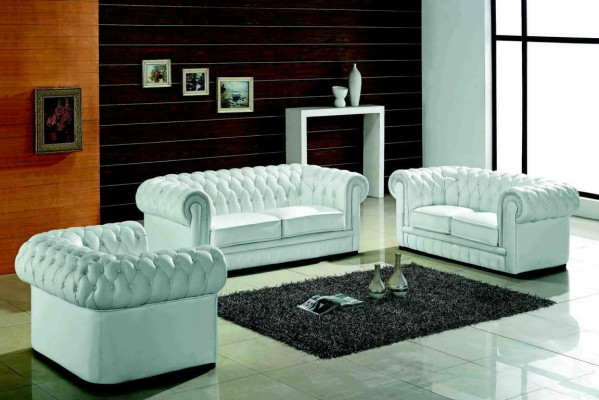 Chesterfield Sofagarnitur Klassesch Wunnzëmmer Couch Sofa Set Polstersaatz